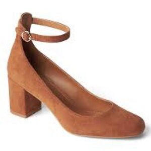 Gap suede block ankle strap heels - brown/tan 8